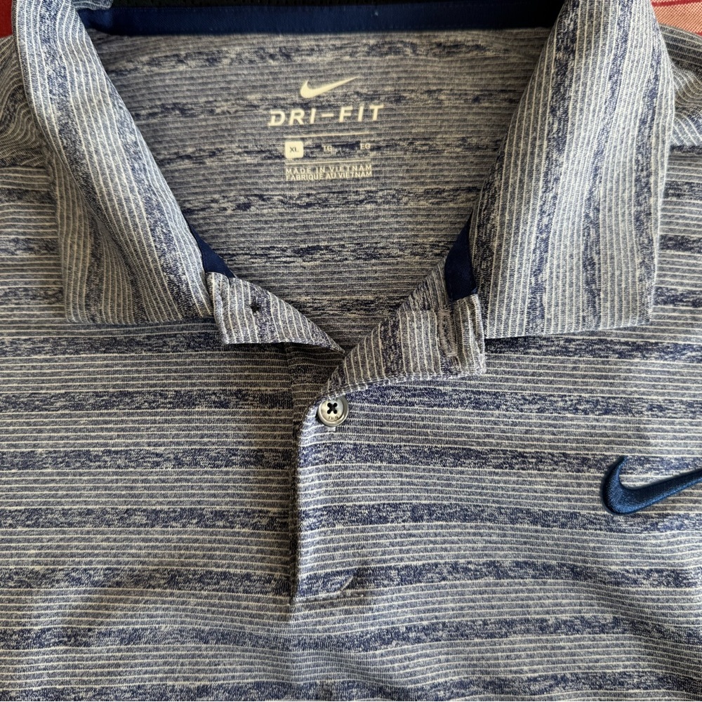 Nike Dri-FIT sz XL Vented Men's Blue Striped Polo Golf Shirt